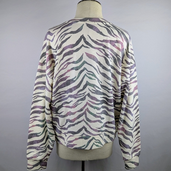 Rails Marlo Sweatshirt Tiger Print Side Zippers Cotton Poly Ivory Gradiant L NWT - Picture 9 of 16